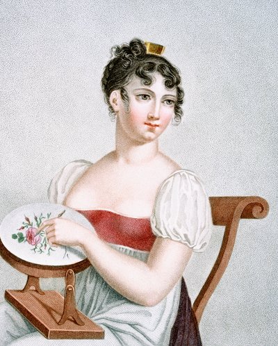 The Embroiderer, Engraved by Augrand, c.1816 by Madame G. Busset Dubruste